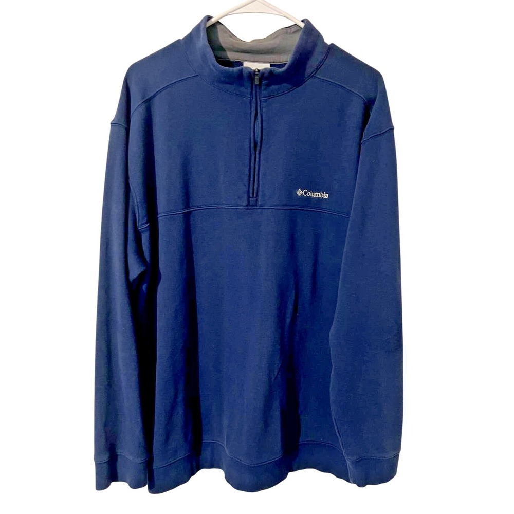 COLUMBIA Sportswear Men's Pullover Navy Qtr Zip Long Sleeve X-Large Preppy‎ Blue